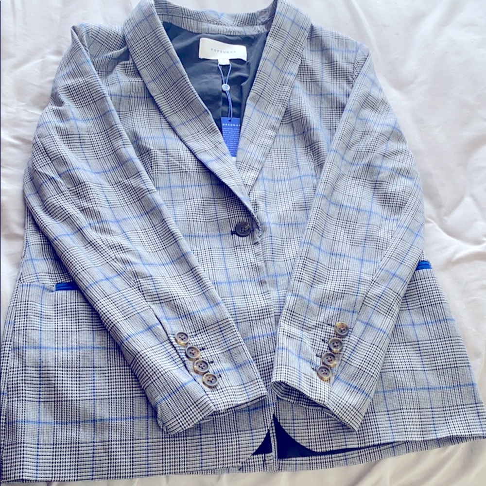 Checkered blue and grey blazer!
